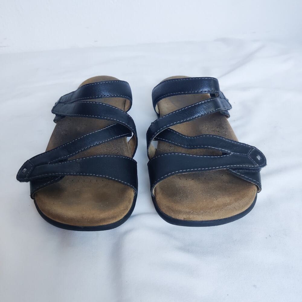 Taos Double U Leather Strap Slip On Comfort Walking Sandal Size 7 Arch Support - Picture 3 of 7